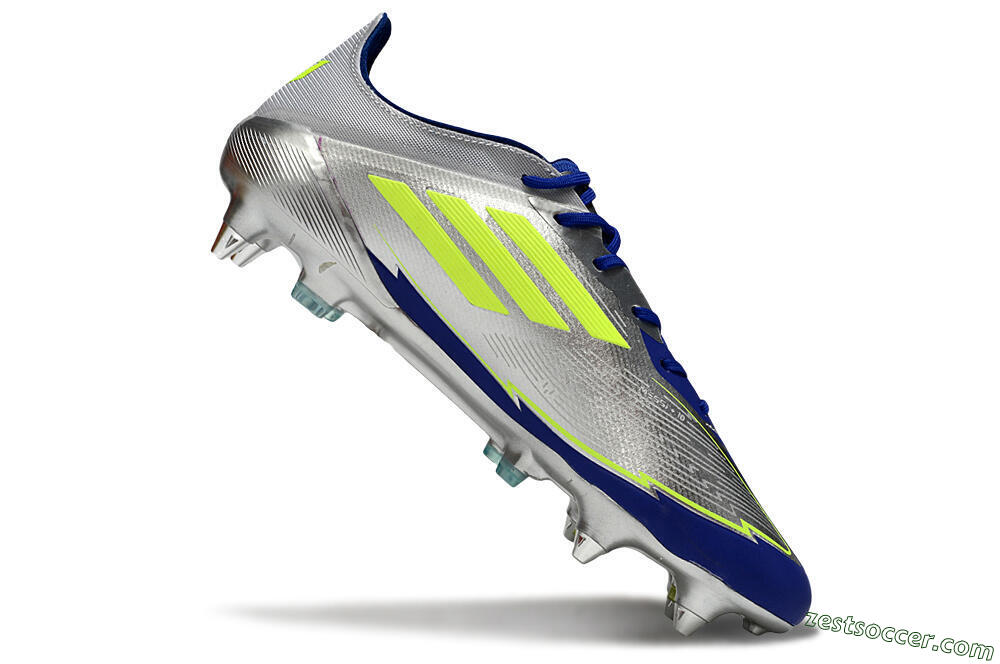 Adidas F50 Elite SG Low-Tops Soccer Cleats - Silver/Yellow/Blue 4
