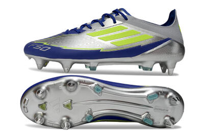 Adidas F50 Elite SG Low-Tops Soccer Cleats - Silver/Yellow/Blue