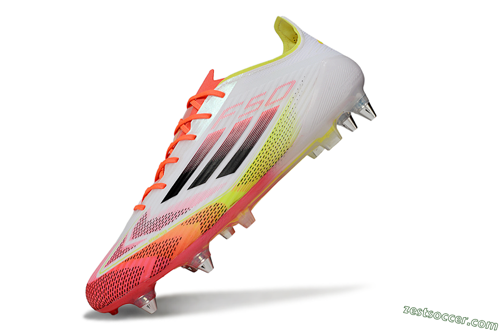 Adidas F50 Elite SG Low-Tops Soccer Cleats - White/Red/Yellow 5