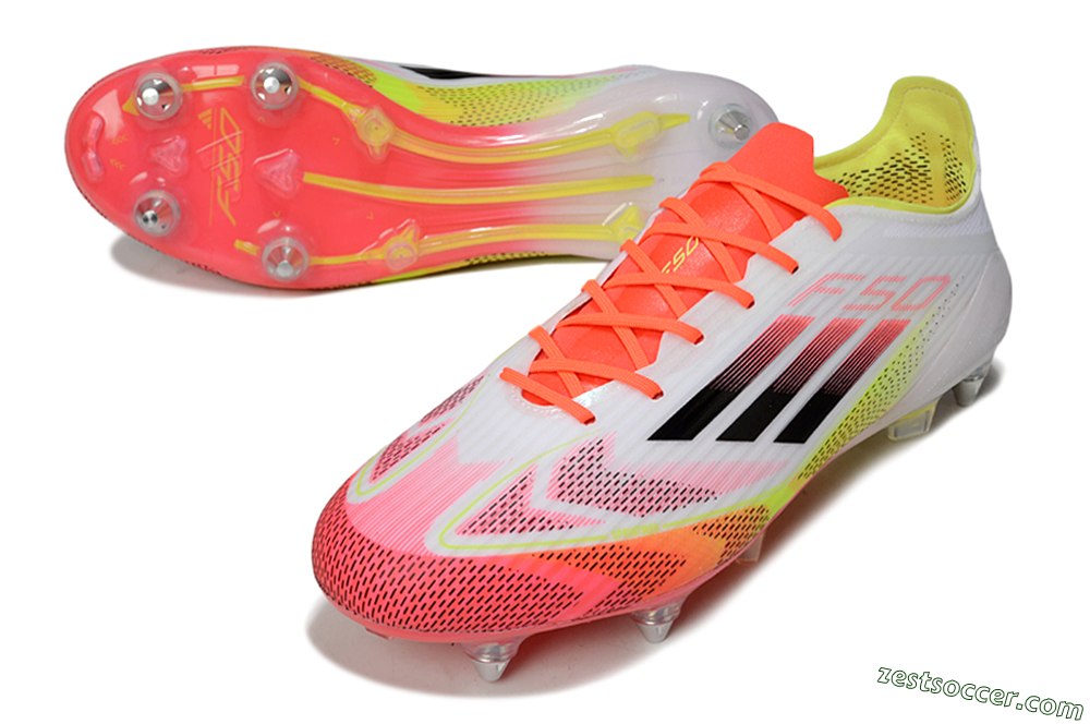 Adidas F50 Elite SG Low-Tops Soccer Cleats - White/Red/Yellow 3