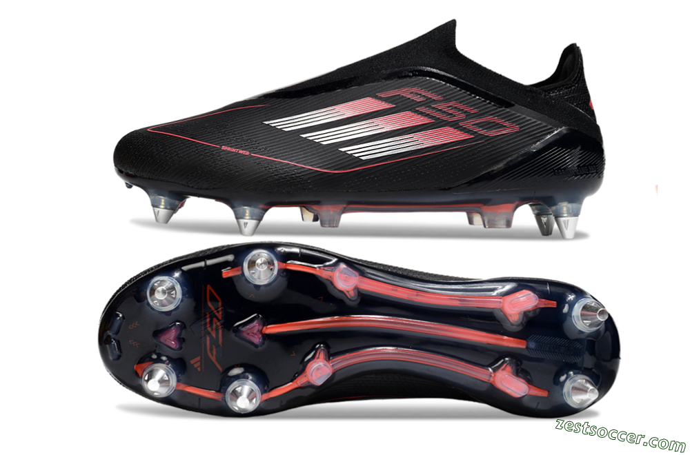 Adidas F50 Elite Laceless SG Low-Tops Soccer Cleats - Black/Silver/Red 1