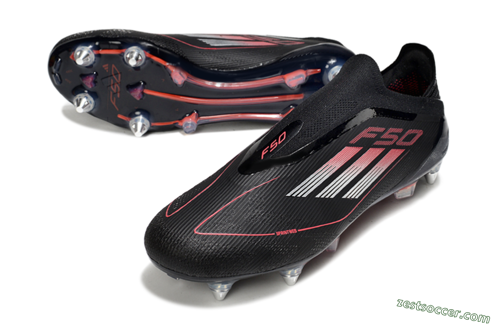 Adidas F50 Elite Laceless SG Low-Tops Soccer Cleats - Black/Silver/Red 3