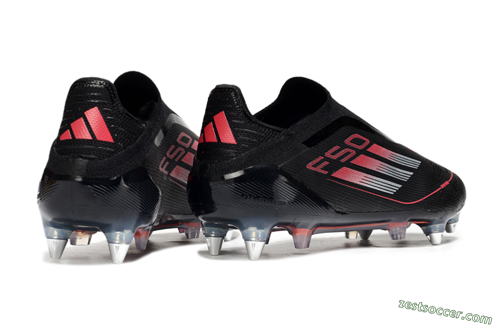 Adidas F50 Elite Laceless SG Low-Tops Soccer Cleats - Black/Silver/Red 5