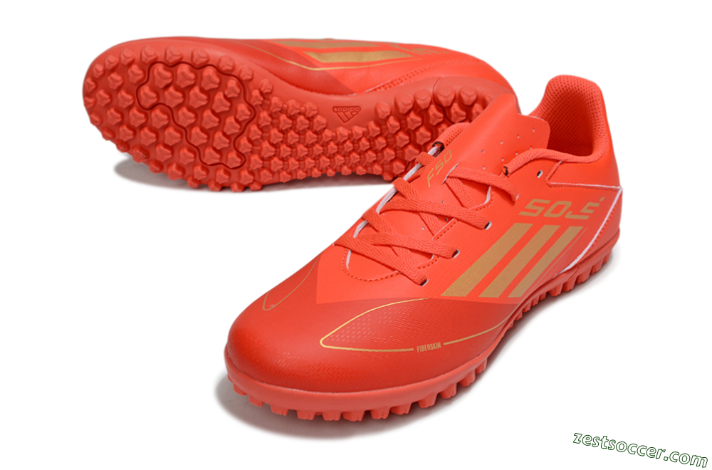 Adidas F50 Club TF Low-Tops Soccer Shoes - Red/Gold 3