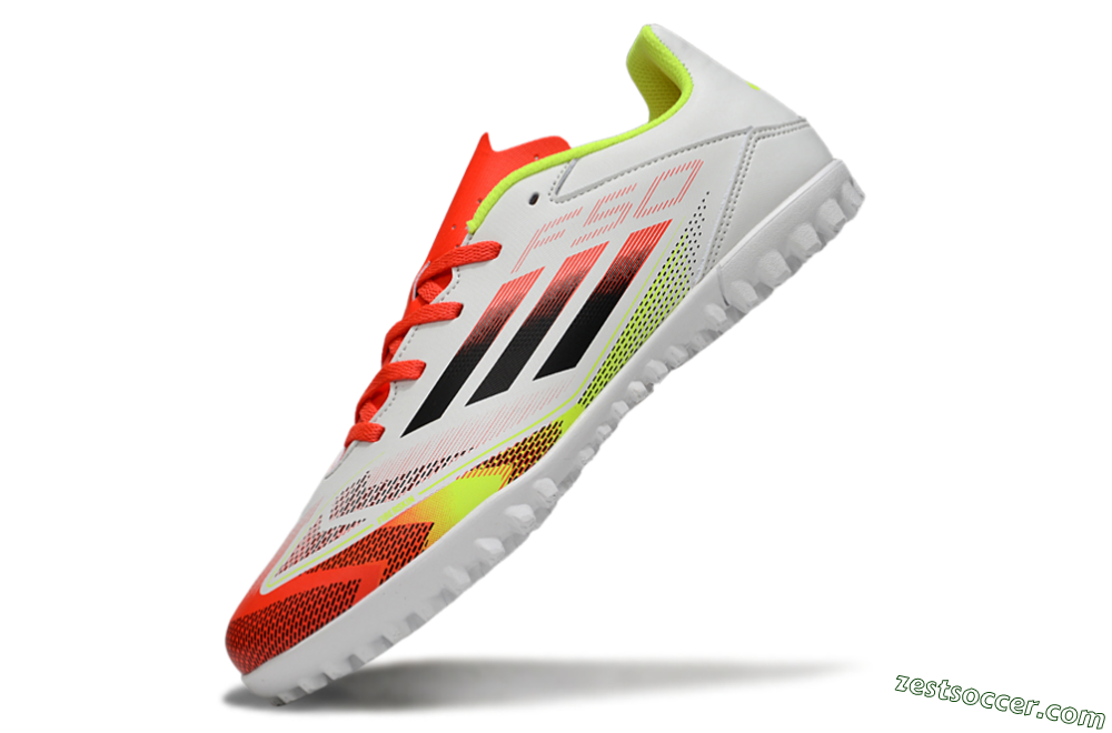 Adidas F50 Club TF Low-Tops Soccer Shoes - White/Red/Yellow 5