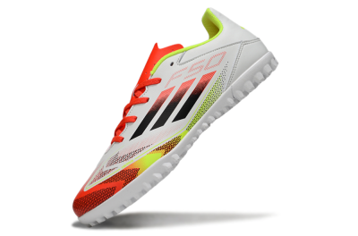 Adidas F50 Club TF Low-Tops Soccer Shoes - White/Red/Yellow