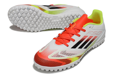 Adidas F50 Club TF Low-Tops Soccer Shoes - White/Red/Yellow