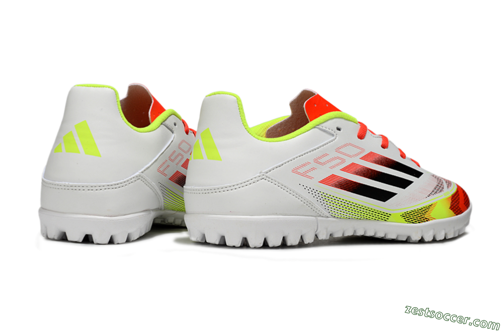 Adidas F50 Club TF Low-Tops Soccer Shoes - White/Red/Yellow 6