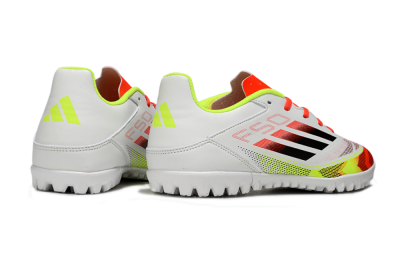 Adidas F50 Club TF Low-Tops Soccer Shoes - White/Red/Yellow