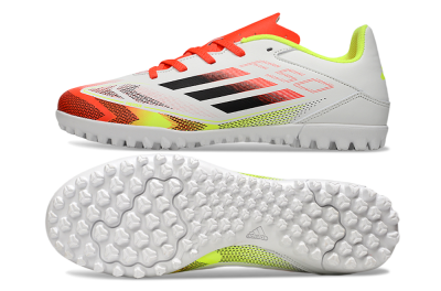 Adidas F50 Club TF Low-Tops Soccer Shoes - White/Red/Yellow