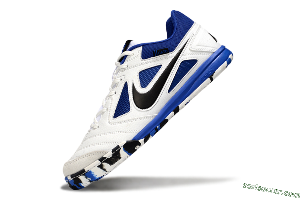 Nike Lunar Gato 2 IC Low-Tops Soccer Shoes - White/Blue/Black 5