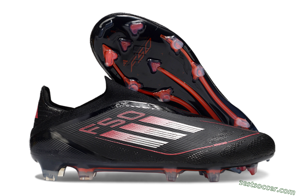 Adidas F50 Elite Laceless FG Low-Tops Soccer Cleats - Black/Silver/Red 0