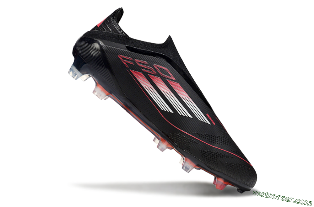 Adidas F50 Elite Laceless FG Low-Tops Soccer Cleats - Black/Silver/Red 4