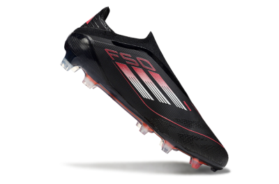 Adidas F50 Elite Laceless FG Low-Tops Soccer Cleats - Black/Silver/Red