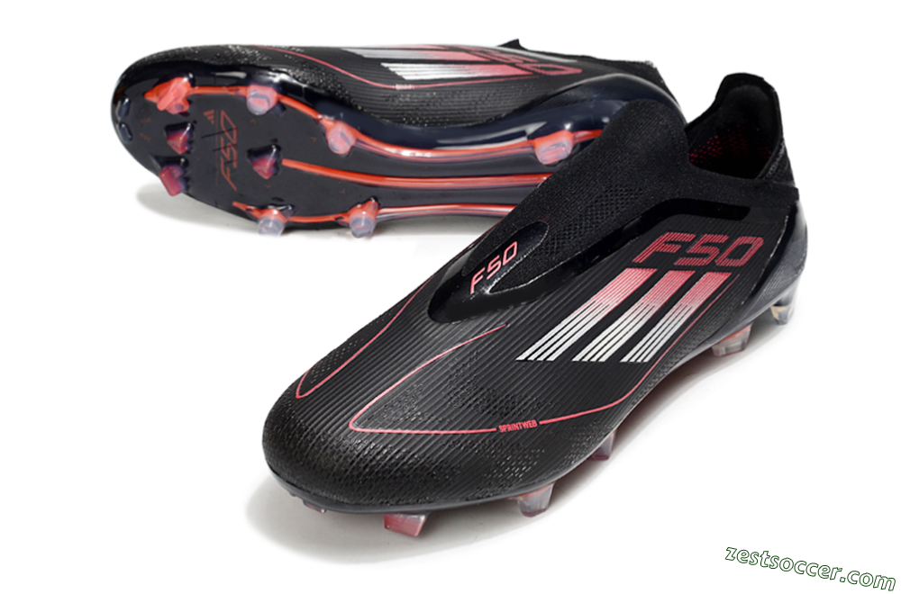 Adidas F50 Elite Laceless FG Low-Tops Soccer Cleats - Black/Silver/Red 3