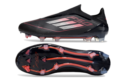 Adidas F50 Elite Laceless FG Low-Tops Soccer Cleats - Black/Silver/Red