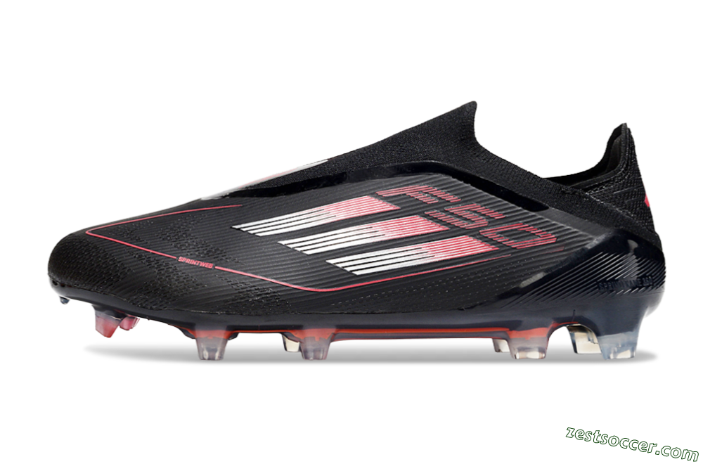 Adidas F50 Elite Laceless FG Low-Tops Soccer Cleats - Black/Silver/Red 2
