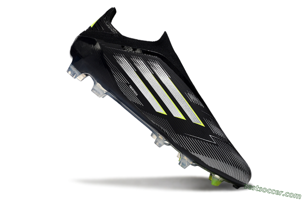 Adidas F50 Elite Laceless FG Low-Tops Soccer Cleats - Black/Silver/Yellow 4