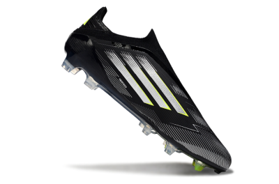 Adidas F50 Elite Laceless FG Low-Tops Soccer Cleats - Black/Silver/Yellow