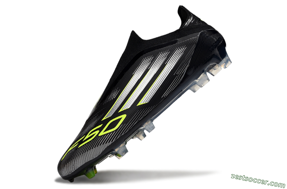 Adidas F50 Elite Laceless FG Low-Tops Soccer Cleats - Black/Silver/Yellow 5