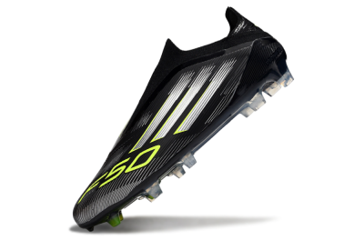 Adidas F50 Elite Laceless FG Low-Tops Soccer Cleats - Black/Silver/Yellow
