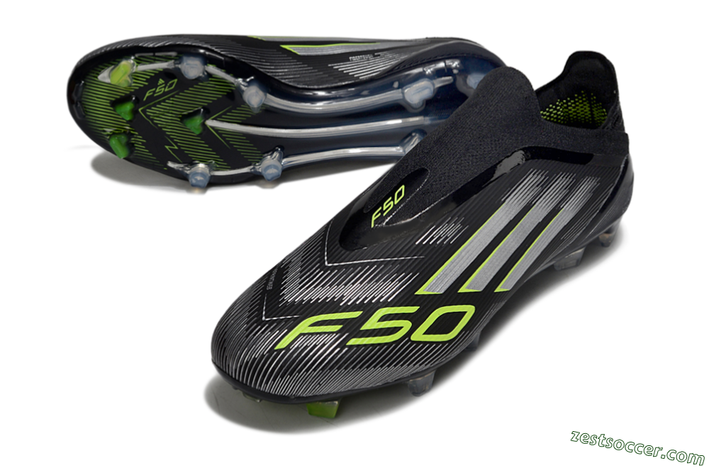 Adidas F50 Elite Laceless FG Low-Tops Soccer Cleats - Black/Silver/Yellow 3