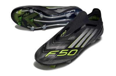 Adidas F50 Elite Laceless FG Low-Tops Soccer Cleats - Black/Silver/Yellow