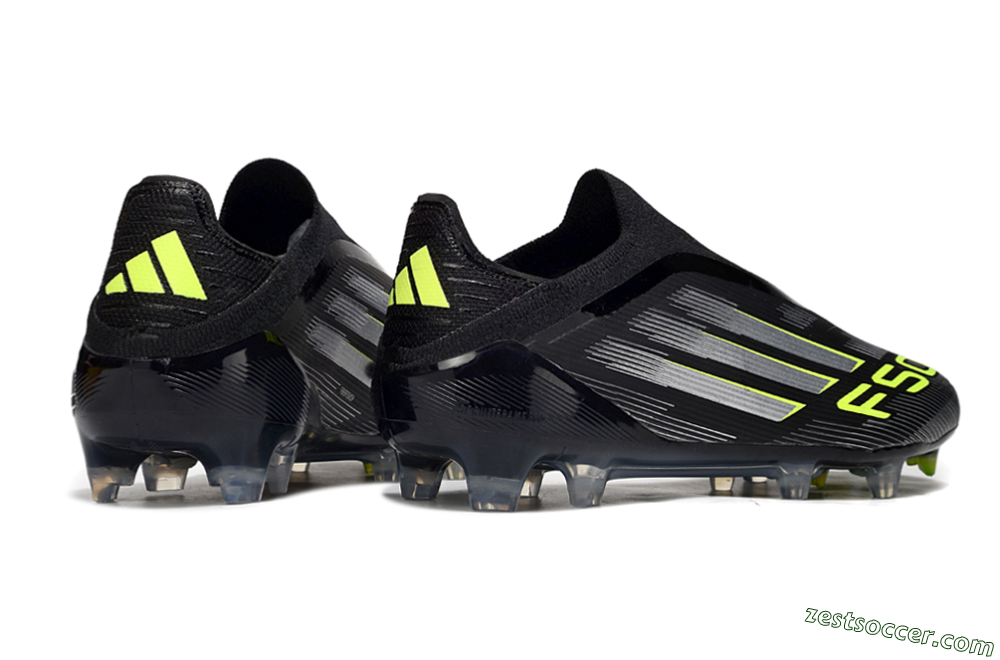 Adidas F50 Elite Laceless FG Low-Tops Soccer Cleats - Black/Silver/Yellow 6