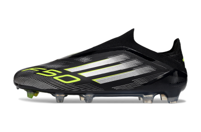 Adidas F50 Elite Laceless FG Low-Tops Soccer Cleats - Black/Silver/Yellow