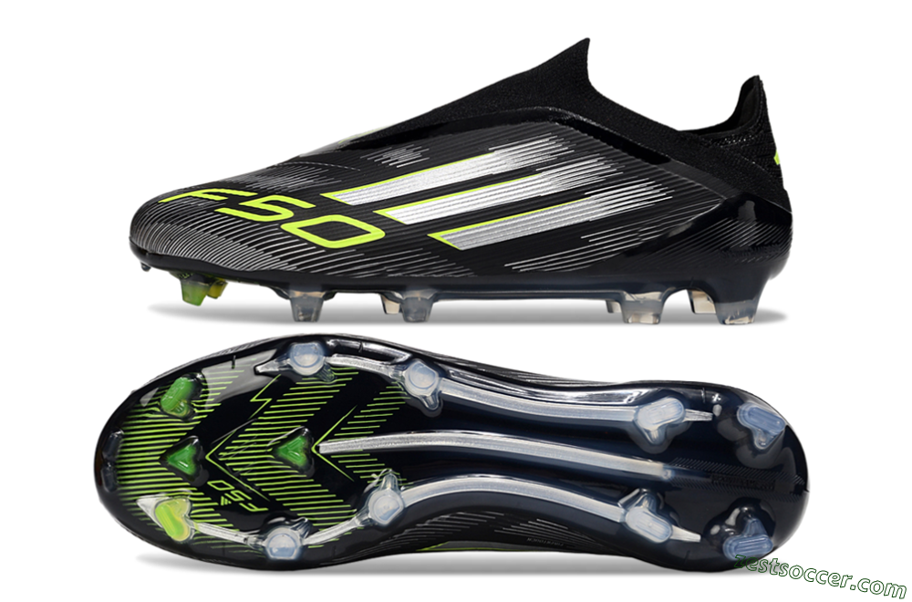 Adidas F50 Elite Laceless FG Low-Tops Soccer Cleats - Black/Silver/Yellow 1