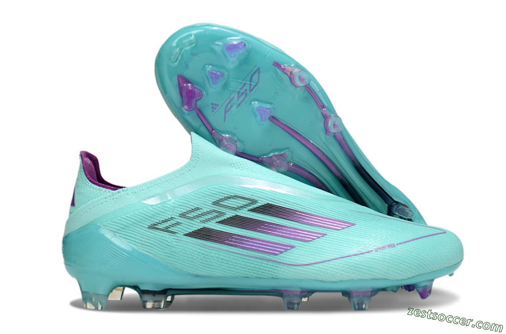 Adidas F50 Elite Laceless FG Low-Tops Soccer Cleats - Jade/Purple/Black 0
