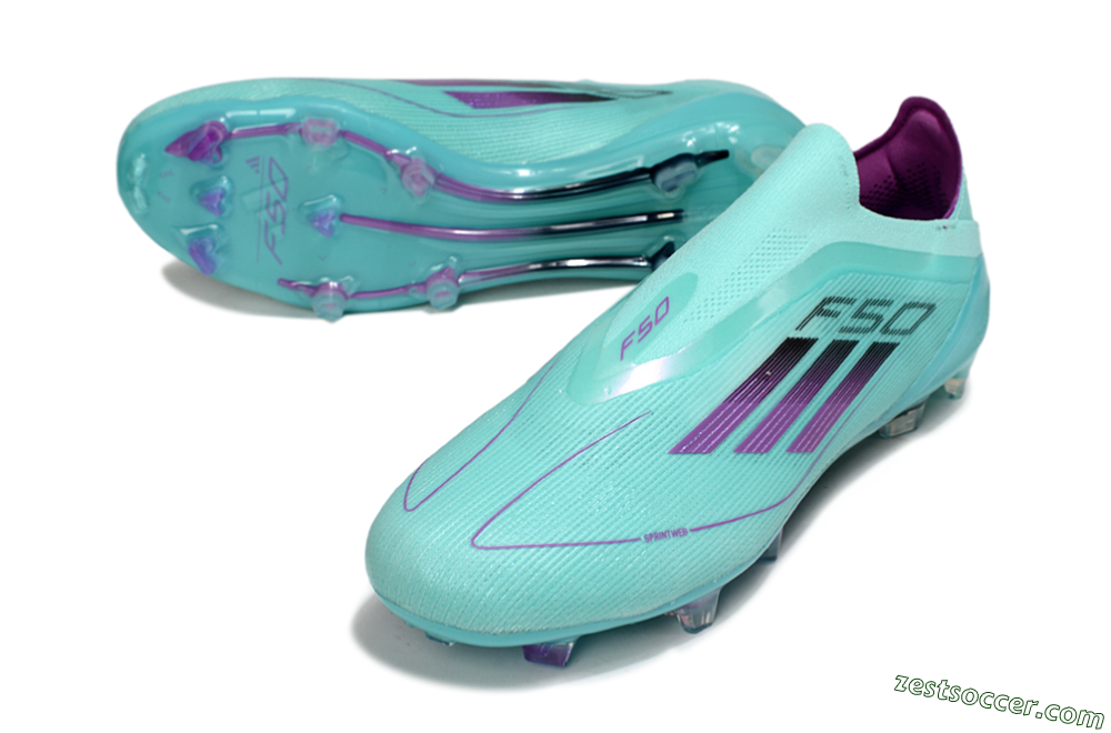 Adidas F50 Elite Laceless FG Low-Tops Soccer Cleats - Jade/Purple/Black 3