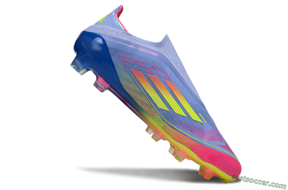 Adidas F50 Elite Laceless FG Low-Tops Soccer Cleats - Blue/Yellow/Red 4
