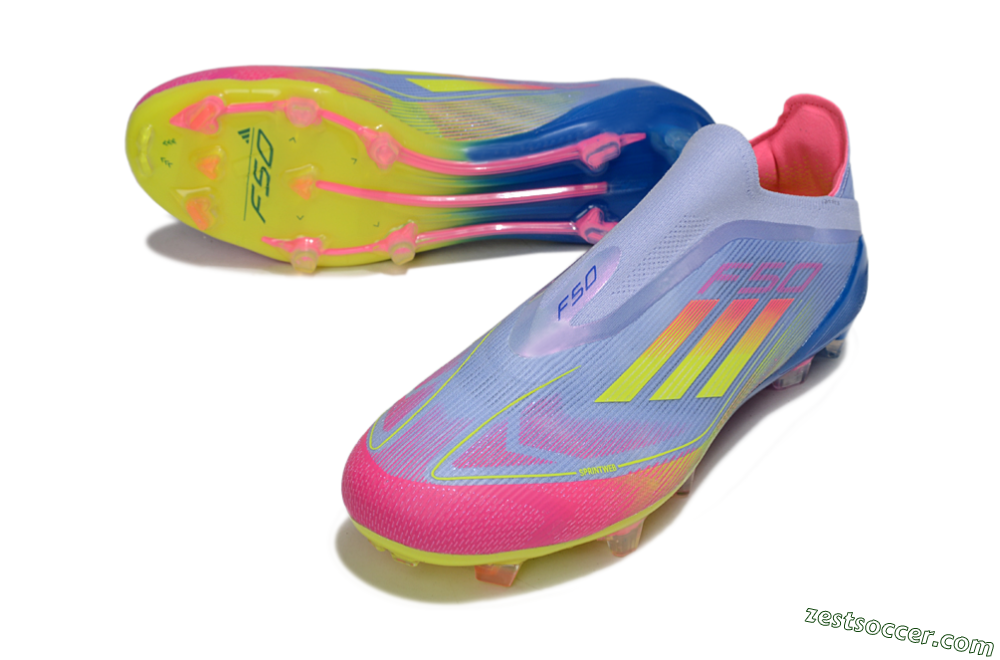 Adidas F50 Elite Laceless FG Low-Tops Soccer Cleats - Blue/Yellow/Red 3