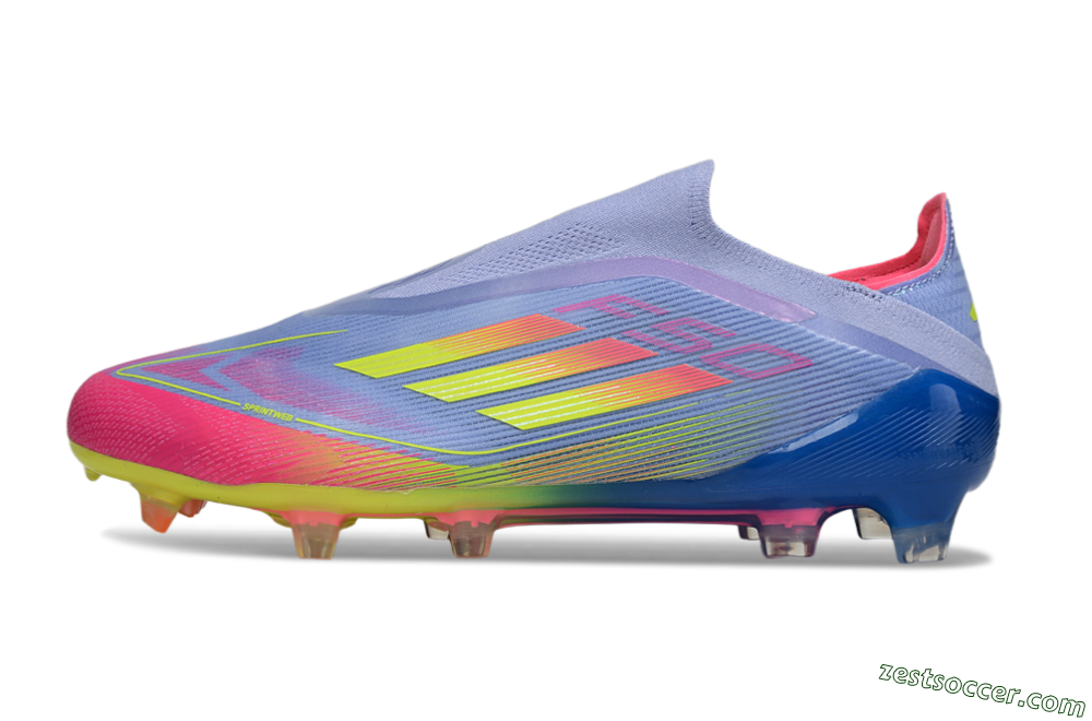 Adidas F50 Elite Laceless FG Low-Tops Soccer Cleats - Blue/Yellow/Red 2