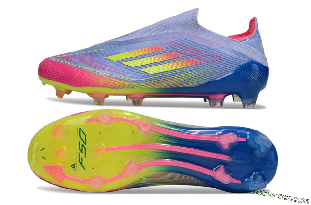 Adidas F50 Elite Laceless FG Low-Tops Soccer Cleats - Blue/Yellow/Red 1