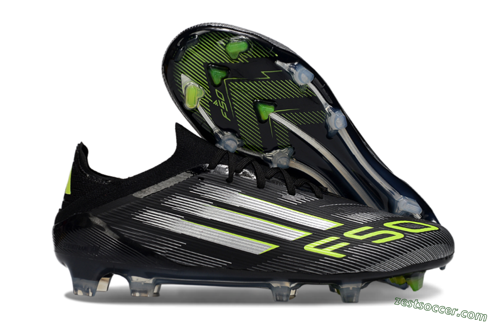 Adidas F50 Elite FG Low-Tops Soccer Cleats - Black/Silver/Yellow 0