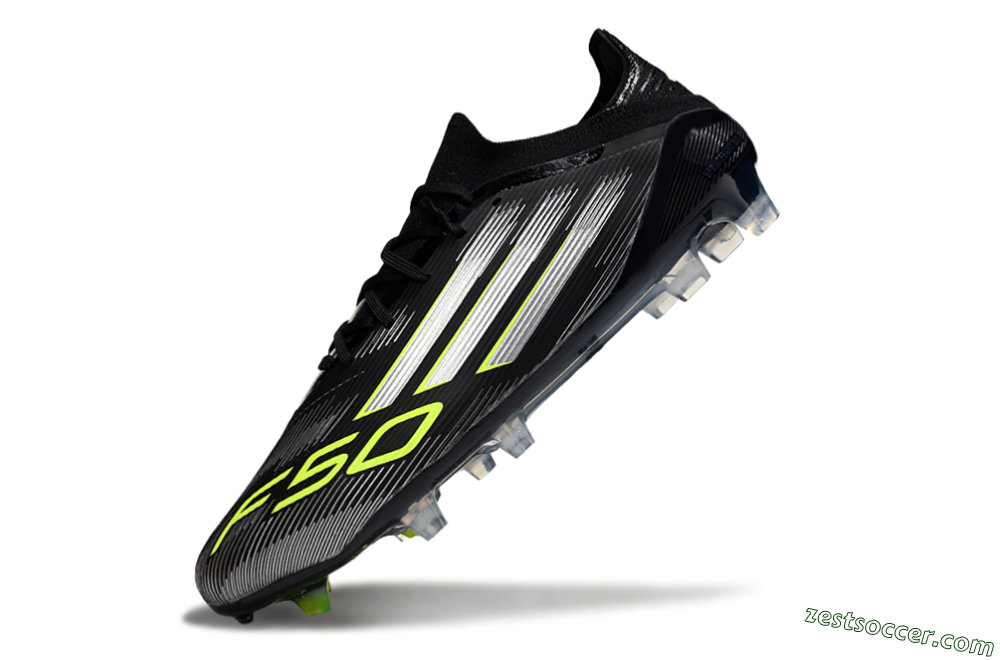 Adidas F50 Elite FG Low-Tops Soccer Cleats - Black/Silver/Yellow 5