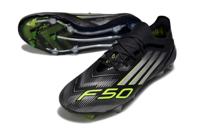 Adidas F50 Elite FG Low-Tops Soccer Cleats - Black/Silver/Yellow
