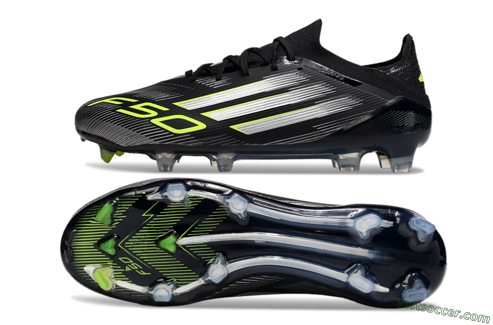 Adidas F50 Elite FG Low-Tops Soccer Cleats - Black/Silver/Yellow 1