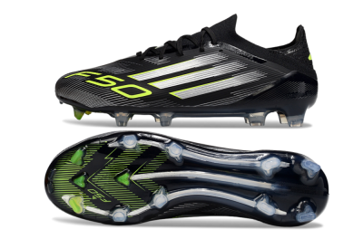 Adidas F50 Elite FG Low-Tops Soccer Cleats - Black/Silver/Yellow