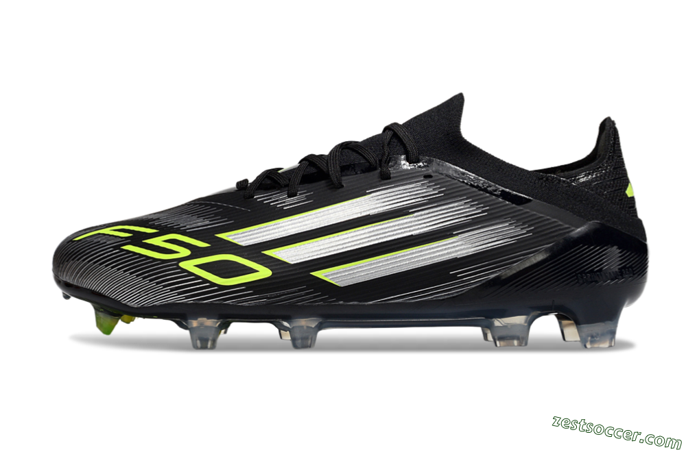 Adidas F50 Elite FG Low-Tops Soccer Cleats - Black/Silver/Yellow 2
