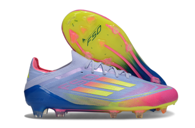 Adidas F50 Elite FG Low-Tops Soccer Cleats - Blue/Yellow/Pink