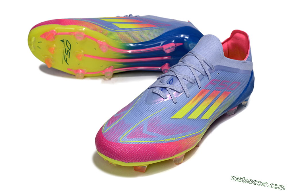 Adidas F50 Elite FG Low-Tops Soccer Cleats - Blue/Yellow/Pink 3