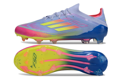 Adidas F50 Elite FG Low-Tops Soccer Cleats - Blue/Yellow/Pink