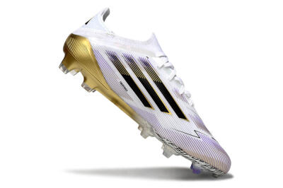 Adidas F50 Elite FG Low-Tops Soccer Cleats - White/Black/Purple/Gold