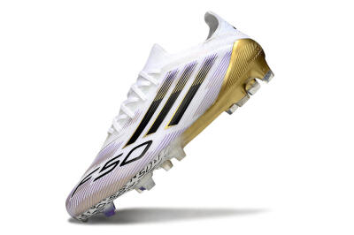 Adidas F50 Elite FG Low-Tops Soccer Cleats - White/Black/Purple/Gold