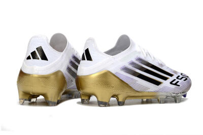 Adidas F50 Elite FG Low-Tops Soccer Cleats - White/Black/Purple/Gold