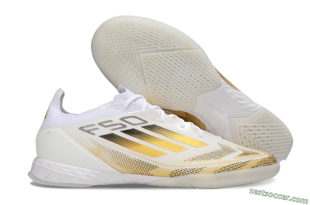 Adidas F50 Pro IC Low-Tops Soccer Shoes - White/Black/Gold 0