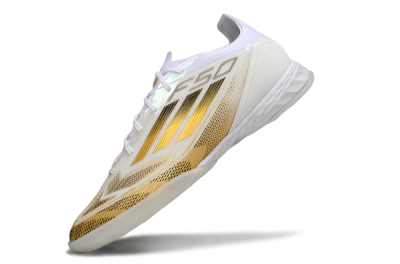 Adidas F50 Pro IC Low-Tops Soccer Shoes - White/Black/Gold